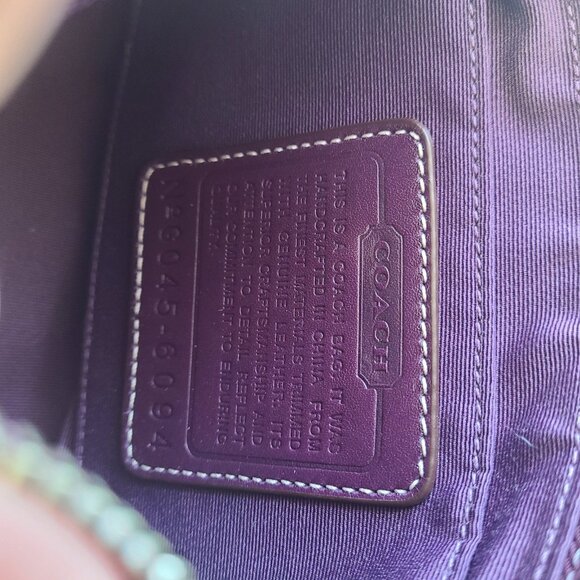 Coach Y2K Demi Baguette Bag Wristlet Signature Monogram Purple Leather Trim 6094 - Picture 10 of 10